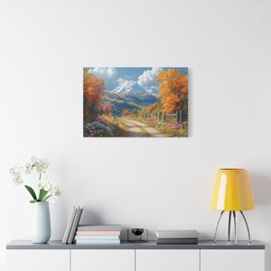 Nature-Inspired Stretched Canvas Art, Scenic Autumn Landscape Wall Decor, Home Decoration, Gift for Nature Lovers, Nostalgic Art