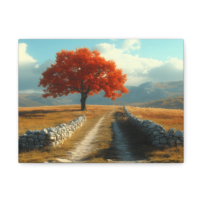 Vibrant Landscape Canvas Art, Nature Wall Decor, Red Tree Print, Home Decor, Gift for Nature Lovers