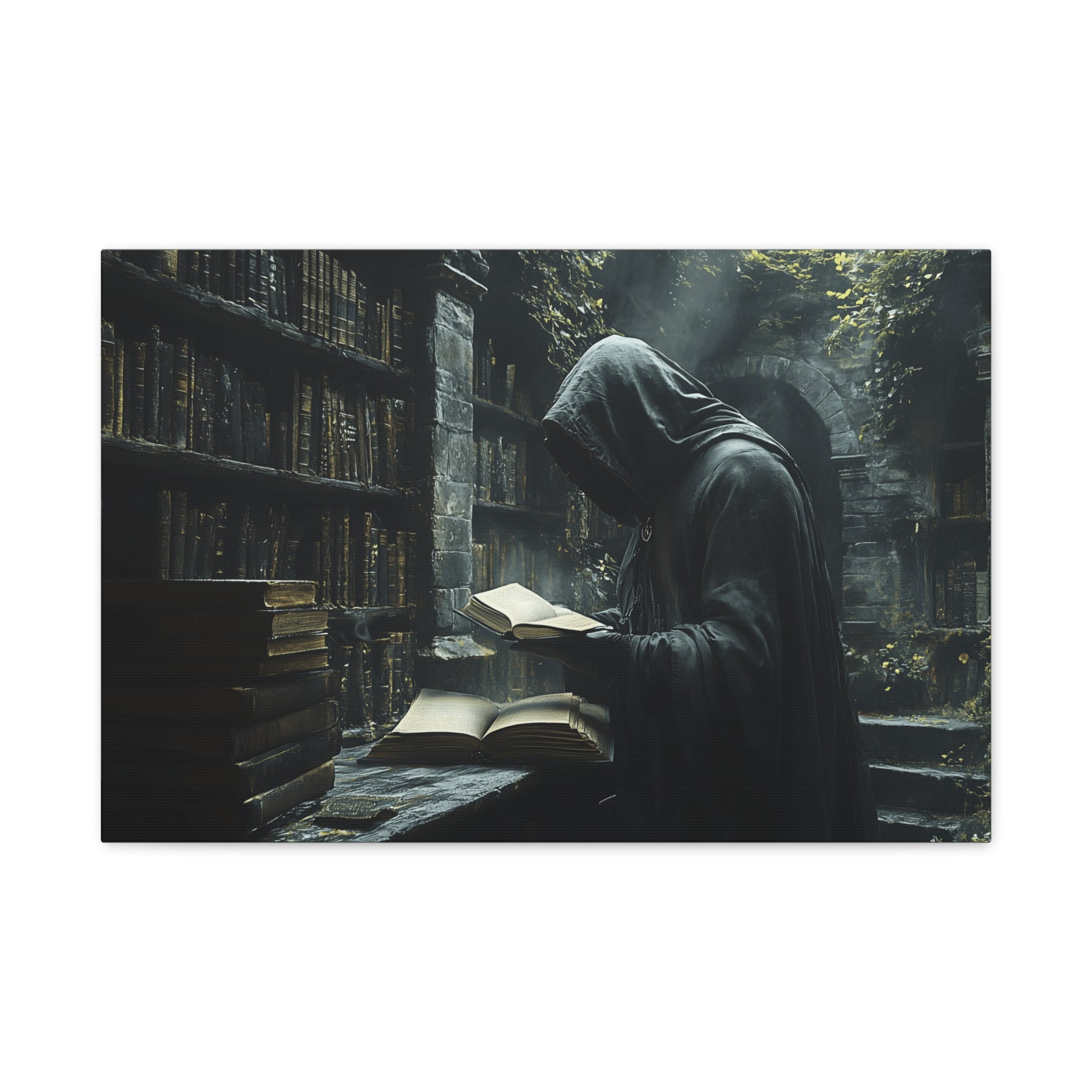 Mysterious Library Canvas Print, Dark Academia Wall Art, Book Lover Gift, Gothic Home Decor, Reading Nook Decoration, Unique Wall Art