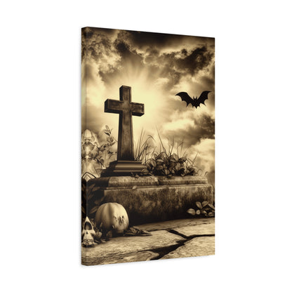 Gothic Halloween Wall Art, Perfect for Home Decor, Spooky Aesthetic, Graveyard Scene, Autumn Decor, Haunted House