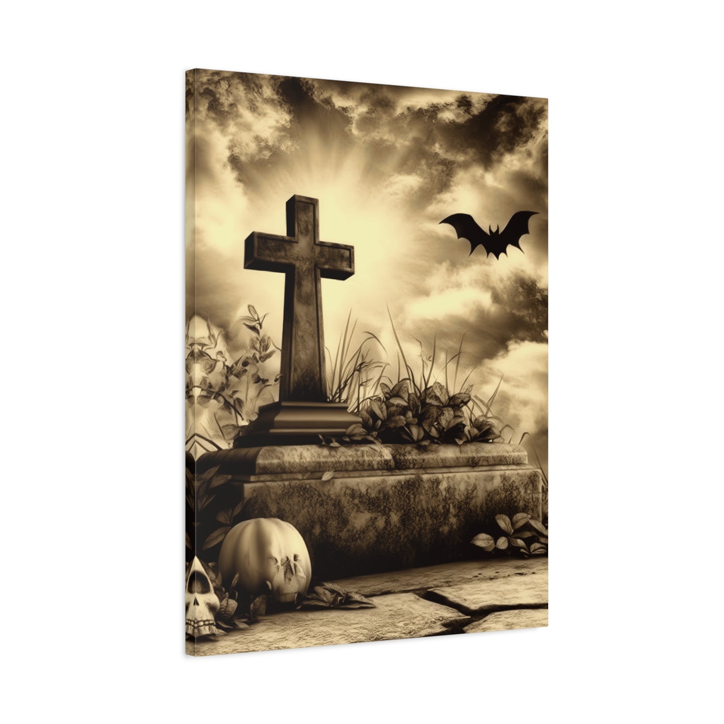 Gothic Halloween Wall Art, Perfect for Home Decor, Spooky Aesthetic, Graveyard Scene, Autumn Decor, Haunted House