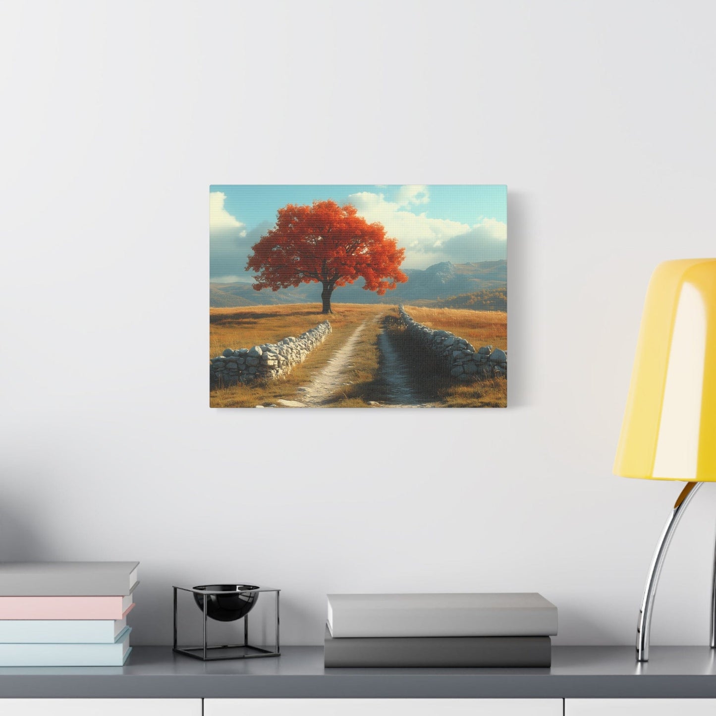Vibrant Landscape Canvas Art, Nature Wall Decor, Red Tree Print, Home Decor, Gift for Nature Lovers