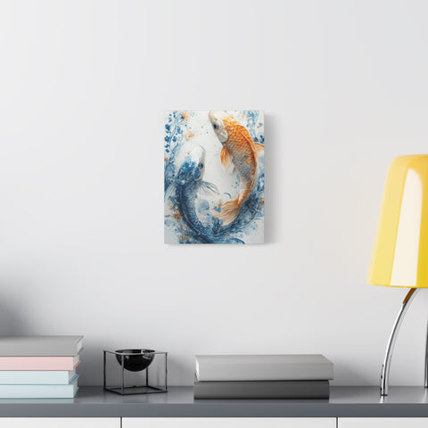 Artistic Koi Canvas, Home Decor, Gift Idea, Asian Wall Art, Unique Art Piece