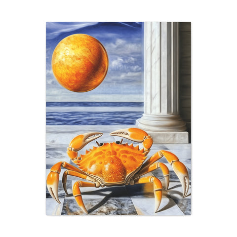 Vibrant Crab Art Canvas Print, Coastal Home Decor, Beach Wall Art, Unique Gift for Ocean Lovers, Nautical Themed Artwork, Summer Decor