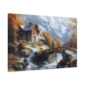Autumn Landscape Canvas Art Print, Rustic Home Decor, Wall Artwork, Gift for Nature Lovers, Cozy Cabin Vibe, Fall Decor