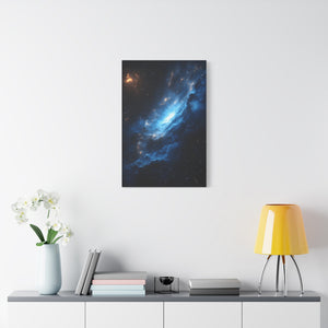 Cosmic Canvas Wall Art, Galaxy Decor, Space Home Decoration, Blue Nebula Print, Stretched Artwork for Bedroom