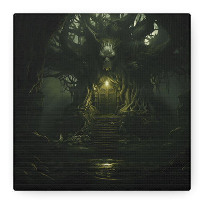 Mystical Forest Canvas Wall Art, Fantasy Decor, Enchanted Home, Gift for Nature Lovers, Dark Aesthetic Room Decor, Gothic Artwork
