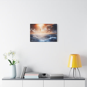 Stretched Canvas Art Print, Cosmic Waves, Space Decor, Modern Wall Art, Galactic Home Decor, Dreamy Ocean Art