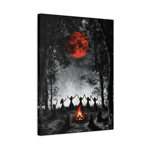 Mystical Campfire Canvas Print, Art Decor for Witchcraft, Halloween Nights, Boho Style, Unique Home Decoration, Gift for Spiritual Seekers