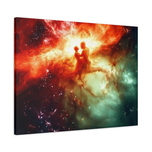 Cosmic Love Canvas Art, Celestial Couple Print, Space Wall Decor, Romantic Gift, Unique Home Artwork