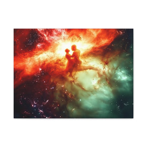 Cosmic Love Canvas Art, Celestial Couple Print, Space Wall Decor, Romantic Gift, Unique Home Artwork