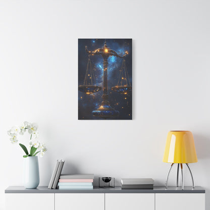 Cosmic Balance Canvas Art Print | Astrology Decor, Starry Wall Art, Home Decoration, Gift for Zodiac Lovers, Scales Artwork