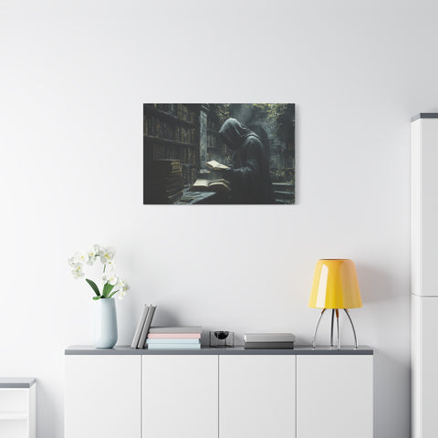 Mysterious Library Canvas Print, Dark Academia Wall Art, Book Lover Gift, Gothic Home Decor, Reading Nook Decoration, Unique Wall Art