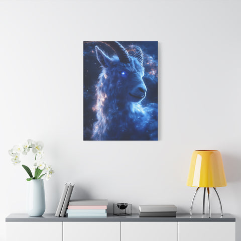 Cosmic Goat Canvas Art, Galactic Animal Decor, Wall Hanging for Home or Office, Unique Gift for Animal Lovers, Space Theme Art