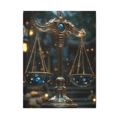 Celestial Scales Canvas Art, Starry Balance Wall Decor, Astrology Gift, Cosmo Home Decor, Spiritual Artwork, Zodiac Decoration