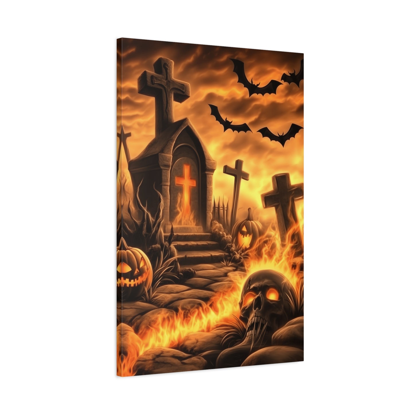 Gothic Halloween Art Print, Spooky Wall Decor, Haunted House Canvas, Autumn Home Decor, Gothic Artwork for Halloween