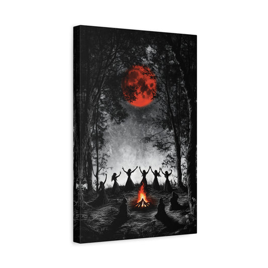 Mystical Campfire Canvas Print, Art Decor for Witchcraft, Halloween Nights, Boho Style, Unique Home Decoration, Gift for Spiritual Seekers