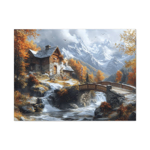 Autumn Landscape Canvas Art Print, Rustic Home Decor, Wall Artwork, Gift for Nature Lovers, Cozy Cabin Vibe, Fall Decor