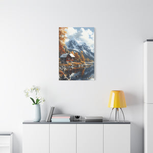 Serene Landscape Canvas Wall Art, Nature Decor, Fall Aesthetic Home Decor, Cozy Cabin Artwork, Mountain Scene Print