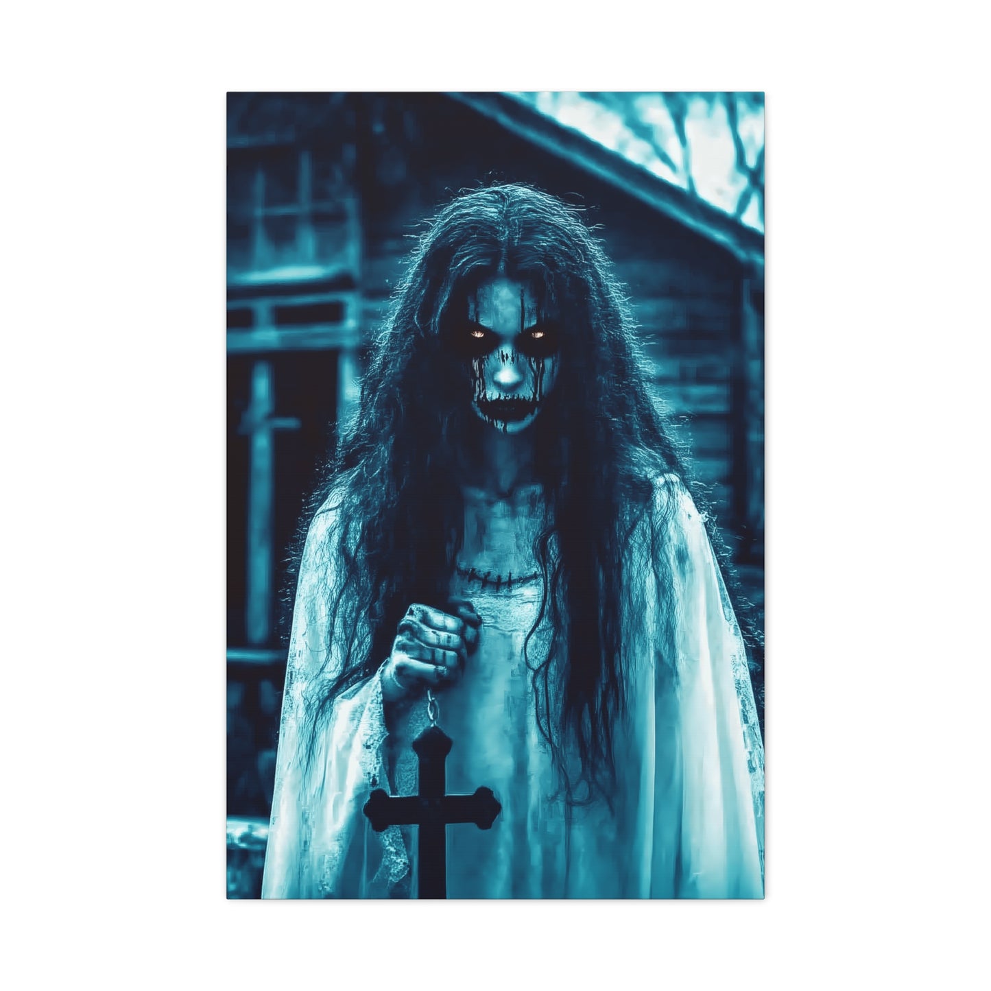 Spooky Horror Matte Canvas Wall Art - Creepy Decor for Halloween, Ghostly Home Decor, Dark Art for Gothic Lovers, Unique Gift Idea