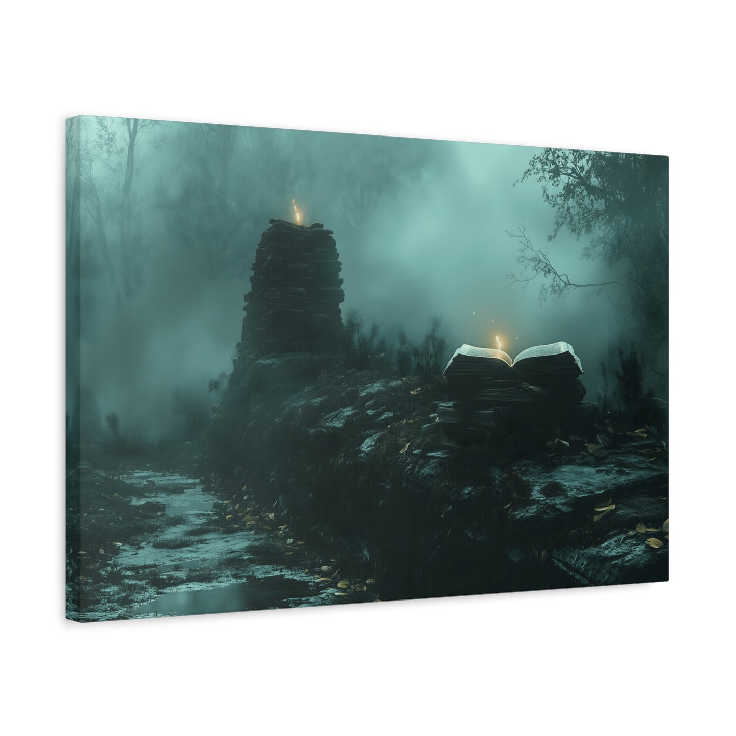 Mystical Book Canvas Art, Enigmatic Wall Decor, Fantasy Themed Home Decor, Gift for Book Lovers, Unique Art Piece, Wall Art for Halloween