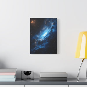 Cosmic Canvas Wall Art, Galaxy Decor, Space Home Decoration, Blue Nebula Print, Stretched Artwork for Bedroom