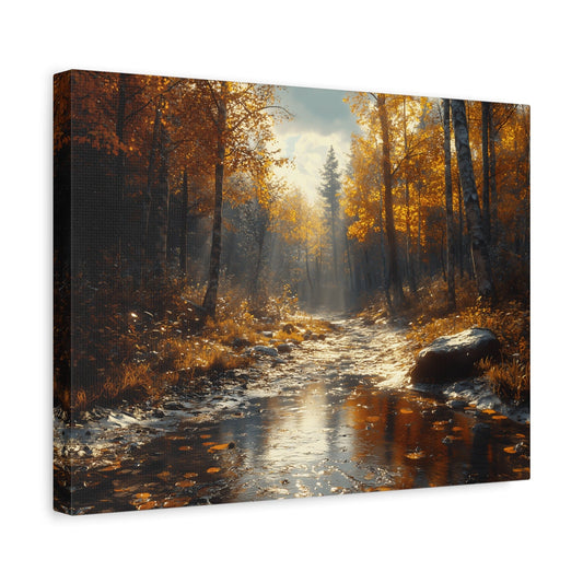 Autumn Landscape Canvas Wall Art, Cozy Fall Decor, Nature Print for Home, Rustic Living Room Artwork, Gift for Nature Lovers