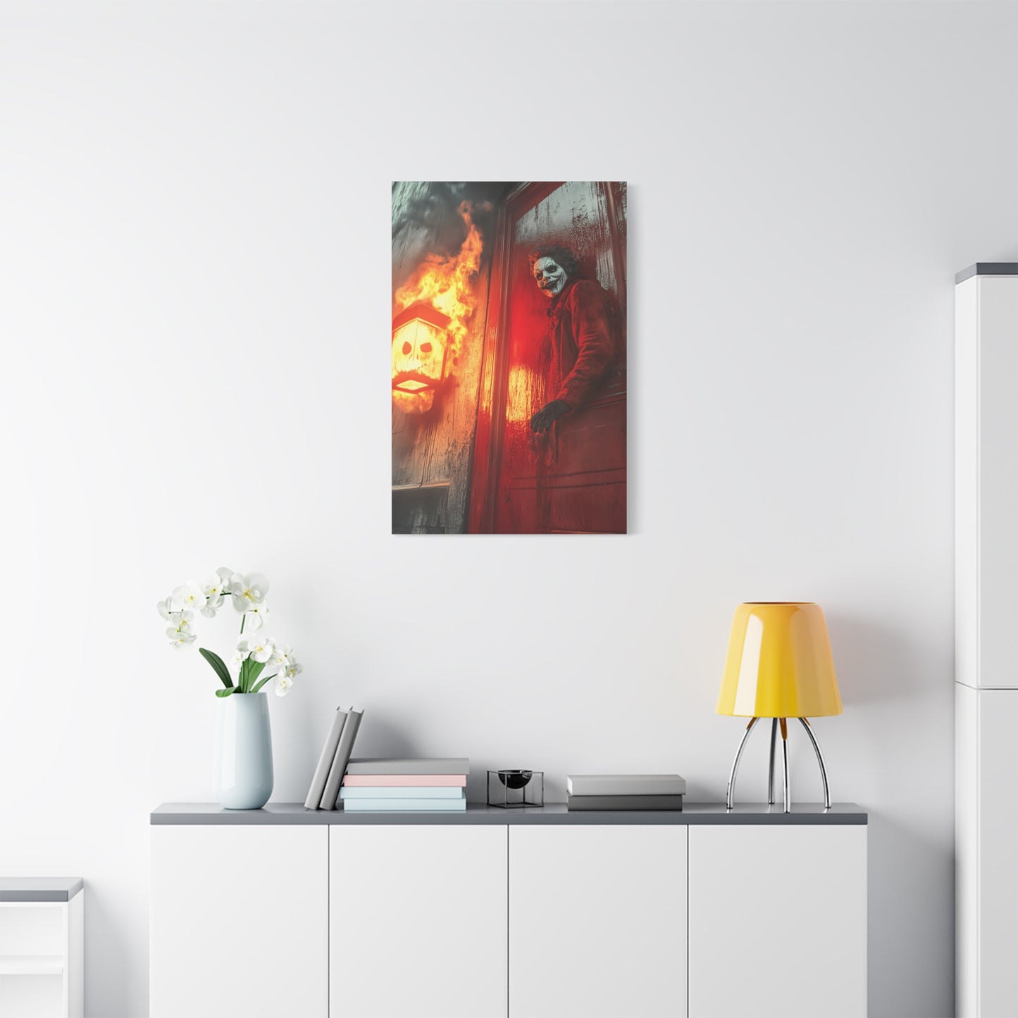 Halloween Horror Art Print, Spooky Home Decor, Creepy Wall Art, Unique Gift for Haunted House Lovers, Matte Canvas Artwork