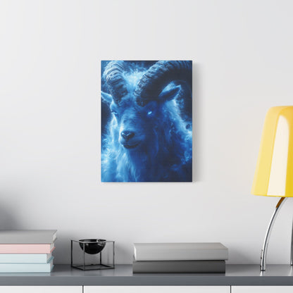 Majestic Blue Ram Canvas Print, Animal Wall Art, Home Decor, Gift for Nature Lovers, Unique Art Piece