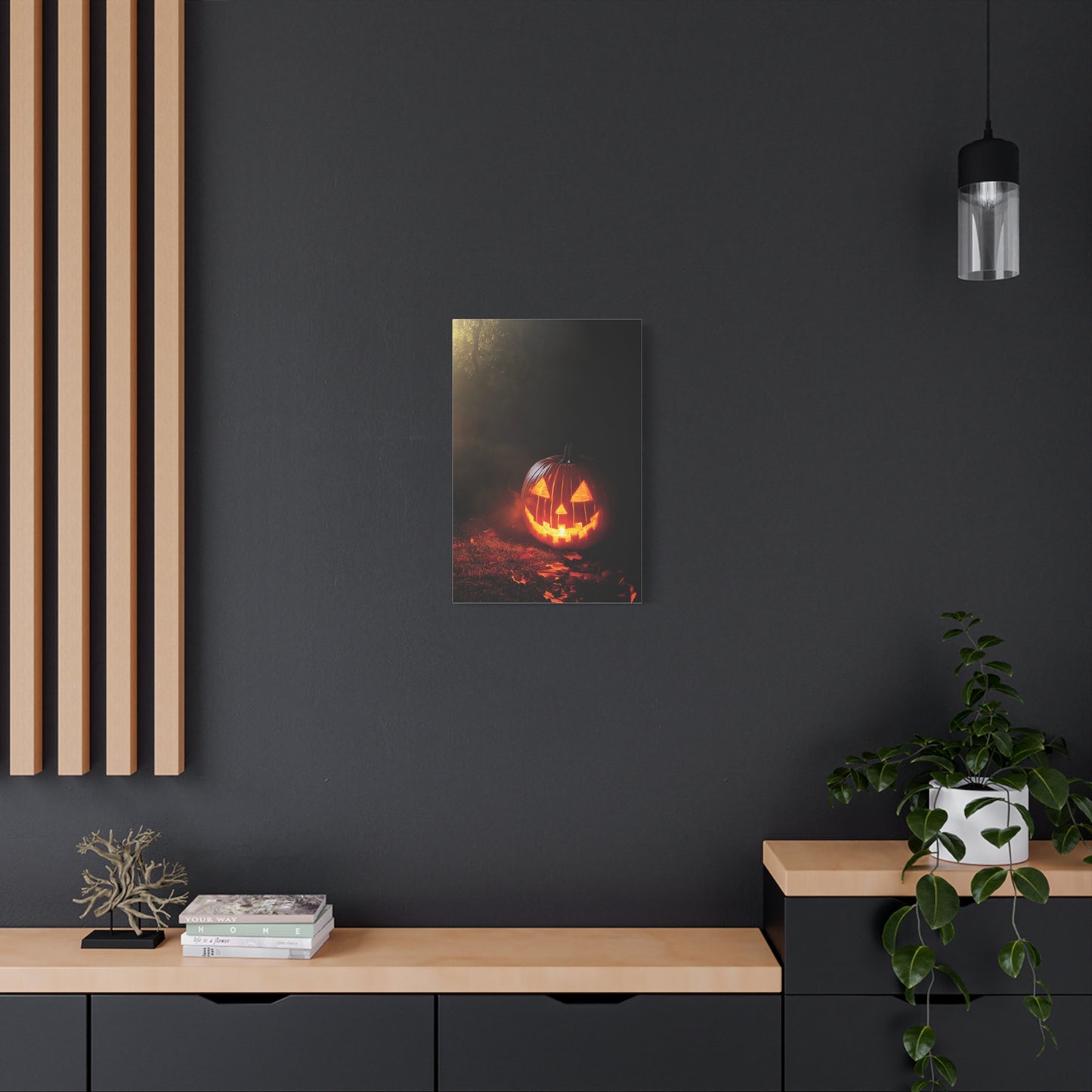 Halloween Pumpkin Canvas Art Print, Spooky Wall Decor, Fall Home Decoration, Halloween Party Decoration, Pumpkin Artwork