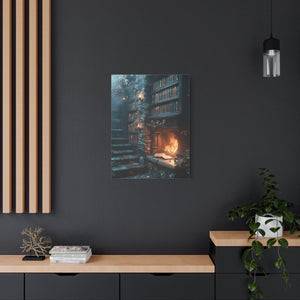 Cozy Fantasy Art Canvas, Enchanting Library Décor, Wall Art for Book Lovers, Mystical Home Aesthetic