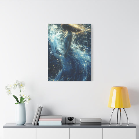 Canvas Wall Art - Mystical Water Goddess, Ethereal Decor for Home, Unique Gift for Art Lovers, Nautical Theme, Ocean Inspired