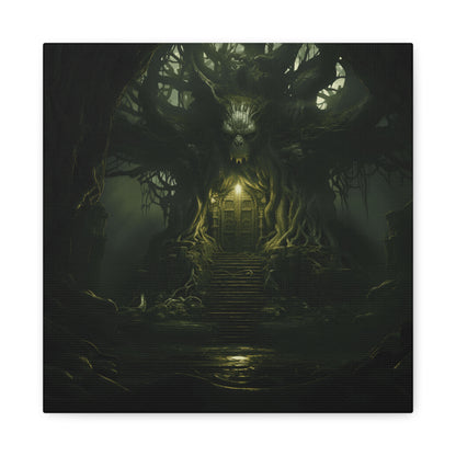 Mystical Forest Canvas Wall Art, Fantasy Decor, Enchanted Home, Gift for Nature Lovers, Dark Aesthetic Room Decor, Gothic Artwork