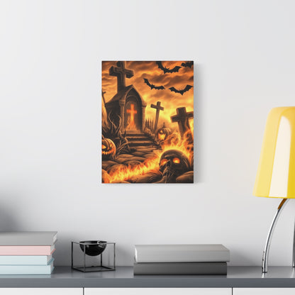 Gothic Halloween Art Print, Spooky Wall Decor, Haunted House Canvas, Autumn Home Decor, Gothic Artwork for Halloween