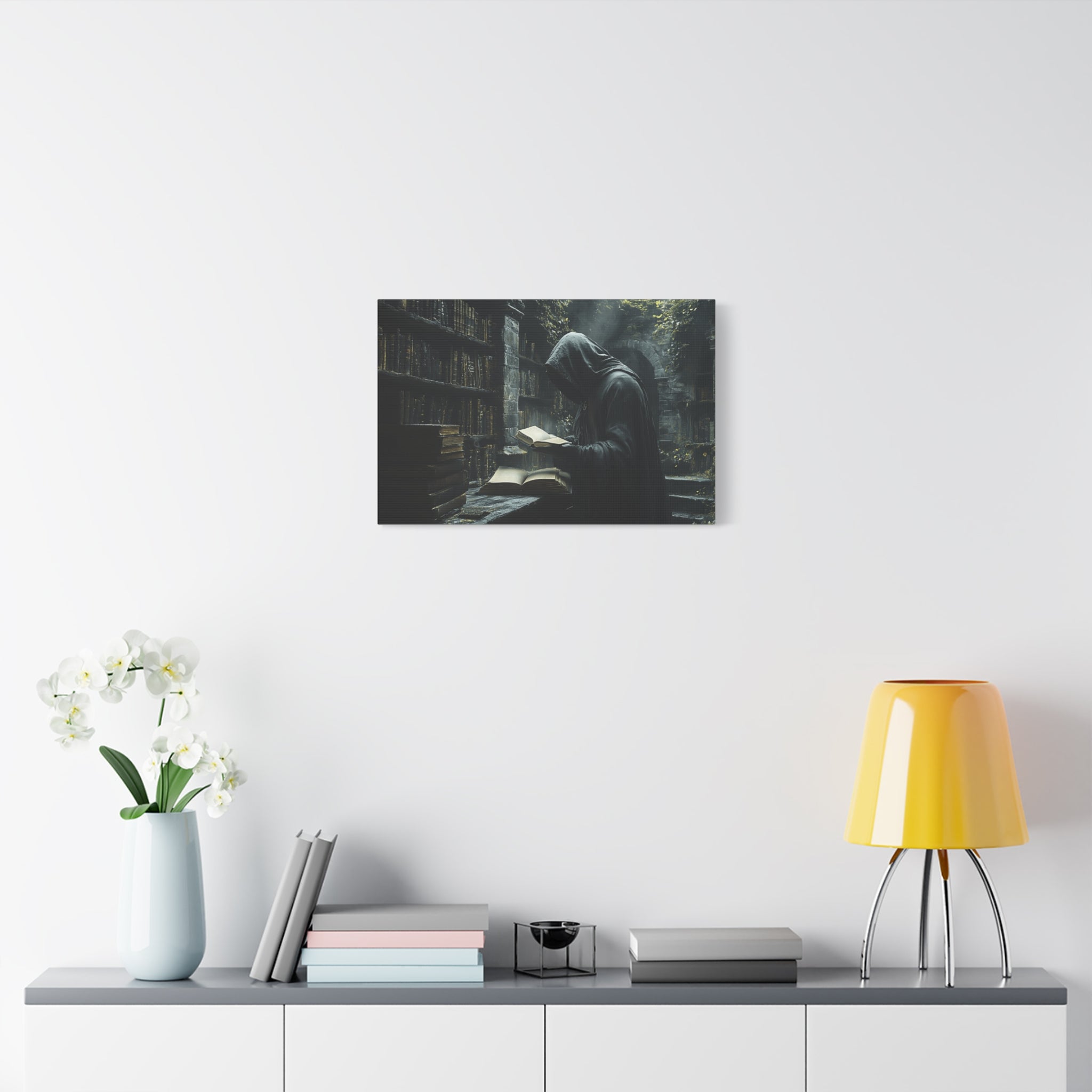 Mysterious Library Canvas Print, Dark Academia Wall Art, Book Lover Gift, Gothic Home Decor, Reading Nook Decoration, Unique Wall Art