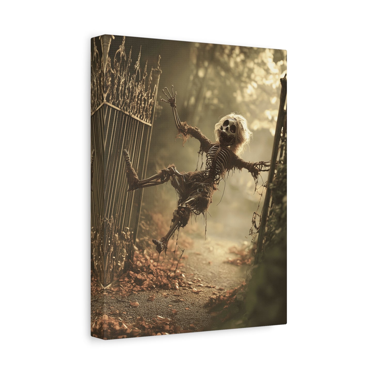 Halloween Skeleton Canvas Wall Art, Spooky Home Decor, Ghoulish Gift, Autumn Decoration, Creepy Wall Hanging