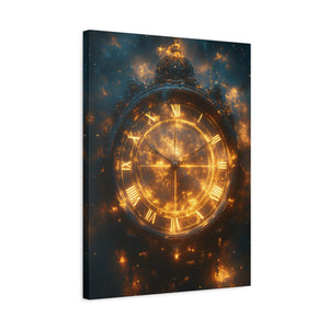 Ethereal Clock Canvas Wall Art, Timeless Décor, Night Sky Art, Galactic Home Décor