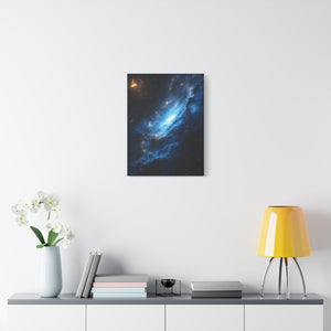 Cosmic Canvas Wall Art, Galaxy Decor, Space Home Decoration, Blue Nebula Print, Stretched Artwork for Bedroom