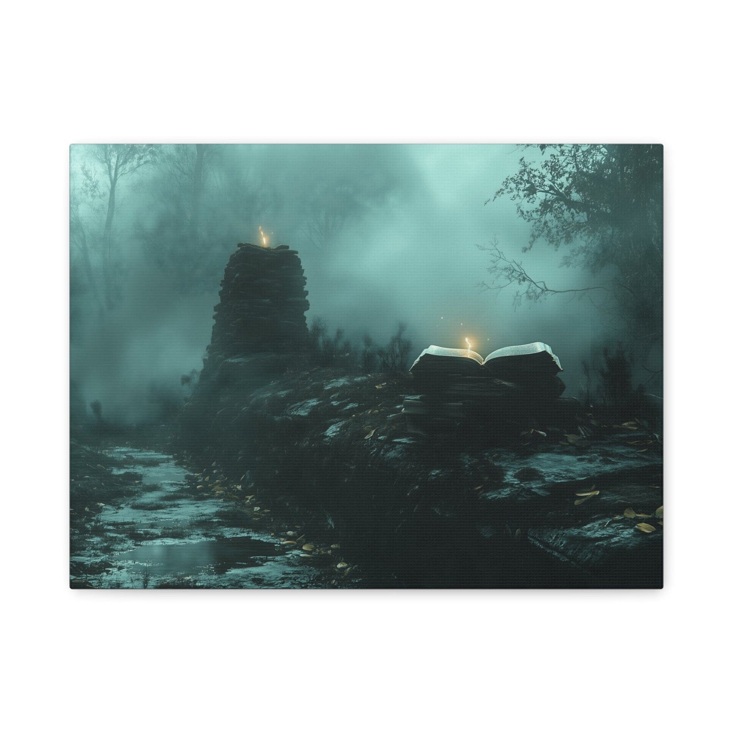 Mystical Book Canvas Art, Enigmatic Wall Decor, Fantasy Themed Home Decor, Gift for Book Lovers, Unique Art Piece, Wall Art for Halloween