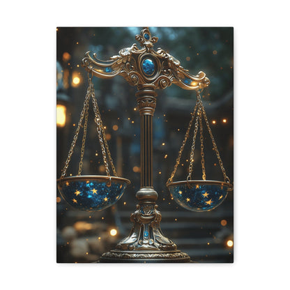 Celestial Scales Canvas Art, Starry Balance Wall Decor, Astrology Gift, Cosmo Home Decor, Spiritual Artwork, Zodiac Decoration