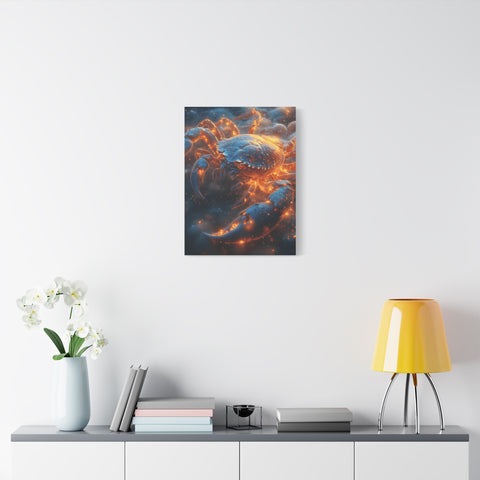 Glowing Crab Art Canvas, Ocean Decor, Coastal Wall Art, Nautical Gift, Unique Home Decoration, Crab Lover's Wall Art