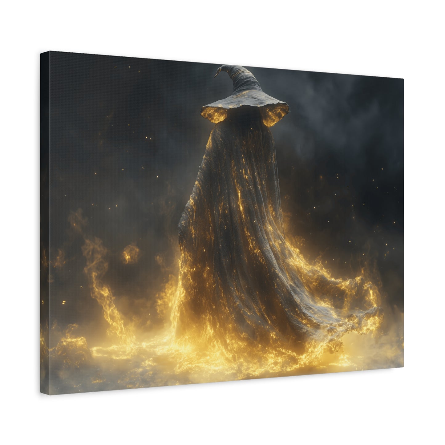 Canvas Wall Art, Fantasy Decor, Wizard Artwork, Fire Theme, Mystical Home Accent
