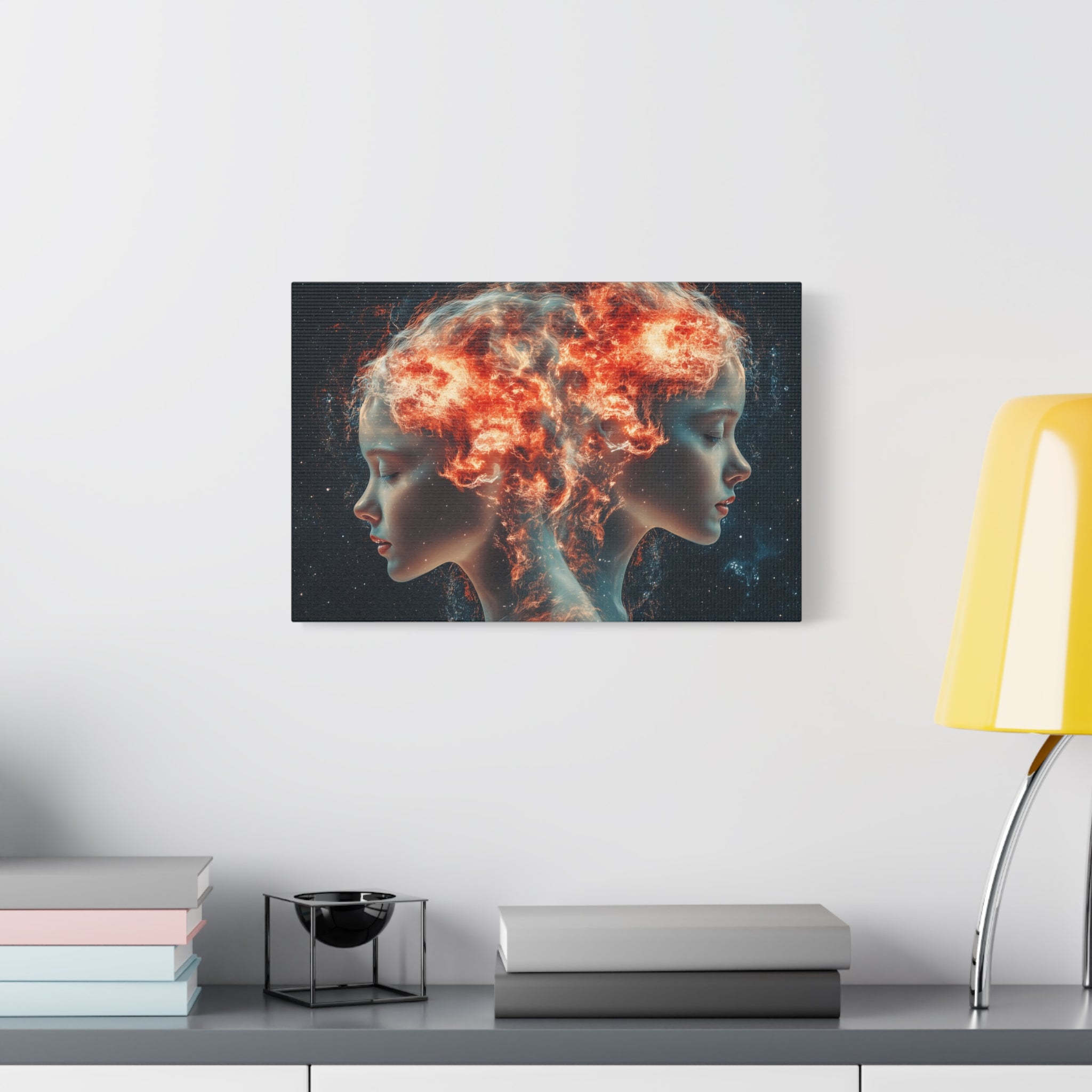 Celestial Portrait Canvas Art, Cosmic Wall Decor, Mystical Home Aesthetic, Gift for Art Lovers, Unique Space-Inspired Artwork