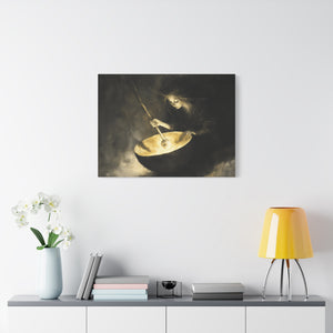 Mystical Canvas Art: Enchanting Witch in Black and Gold, Fantasy Wall Decor, Home & Kitchen Art, Unique Gift for Occasions