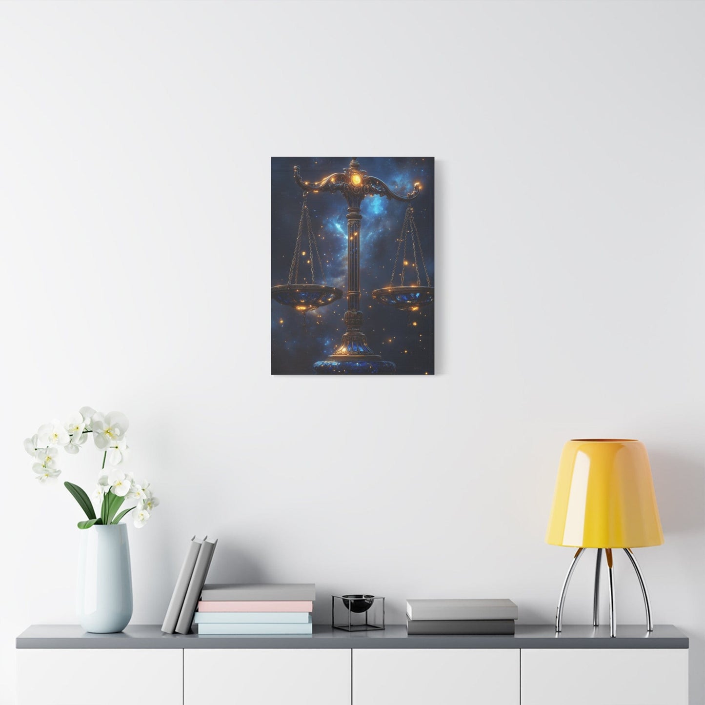 Cosmic Balance Canvas Art Print | Astrology Decor, Starry Wall Art, Home Decoration, Gift for Zodiac Lovers, Scales Artwork