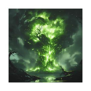 Enchanted Tree Canvas Art Print, Nature Home Decor, Forest Wall Art, Living Room Decoration, Gift for Nature Lovers, Green Wall Art