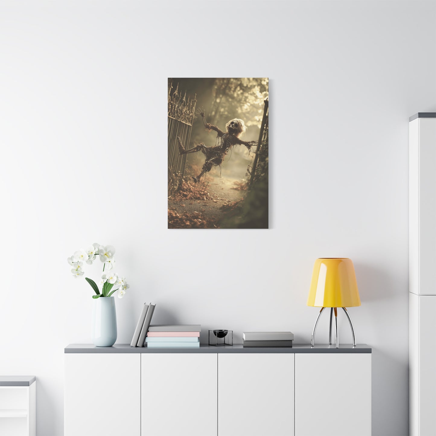 Halloween Skeleton Canvas Wall Art, Spooky Home Decor, Ghoulish Gift, Autumn Decoration, Creepy Wall Hanging