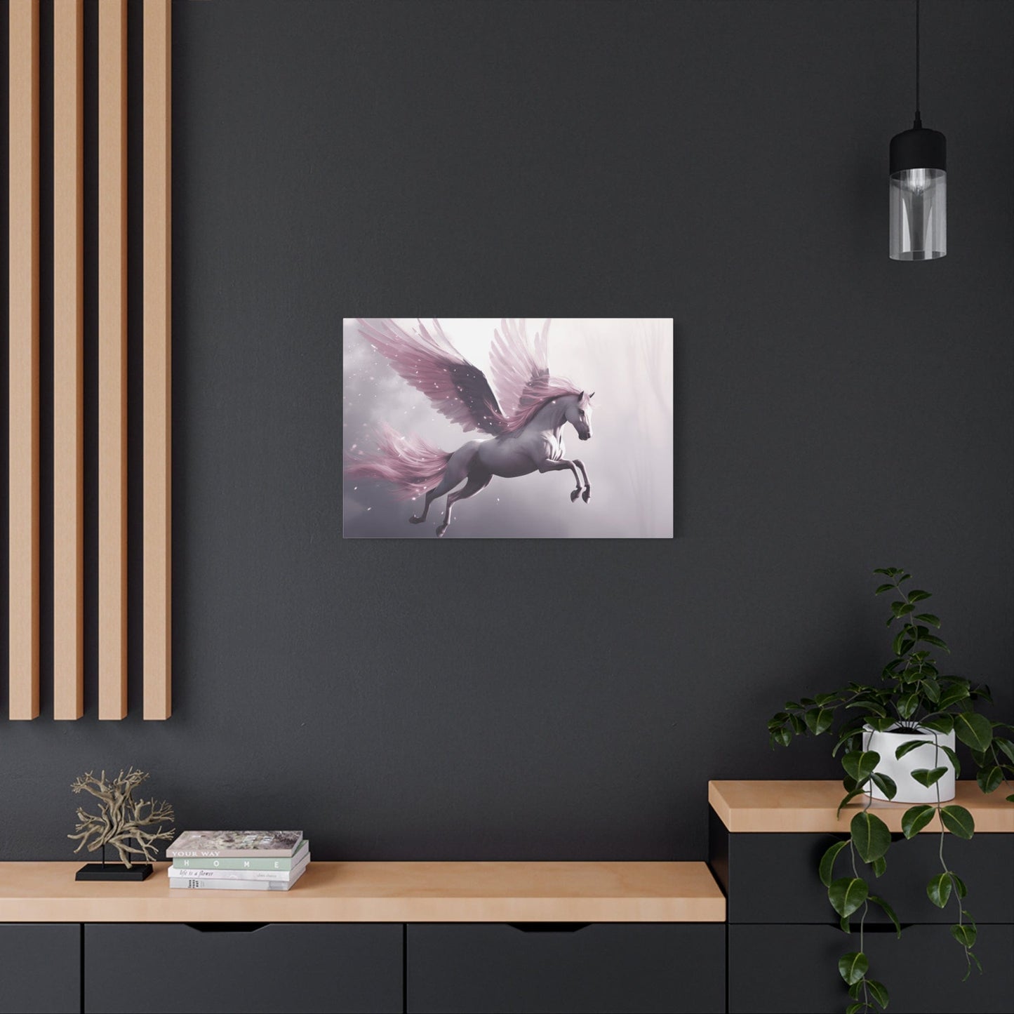 Fantasy Winged Horse Canvas Wall Art, Magical Home Décor, Gift for Horse Lovers, Fairy Tale Art, Dreamy Artwork