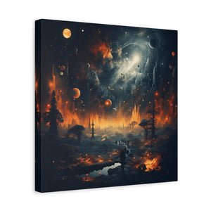 Cosmic Landscape Canvas Wall Art, Galaxy Decor, Space-Themed Home Decor, Starry Night Artwork