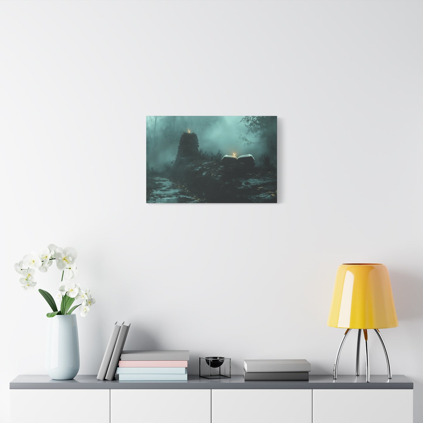 Mystical Book Canvas Art, Enigmatic Wall Decor, Fantasy Themed Home Decor, Gift for Book Lovers, Unique Art Piece, Wall Art for Halloween